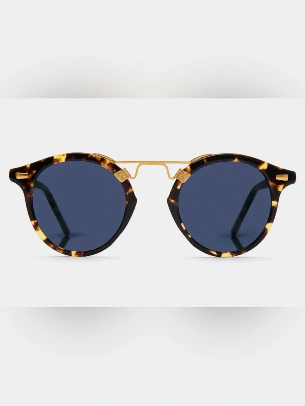 KREWE St. Louis Tortoiseshell Frame Sunglasses with Blue Mirrored Lenses